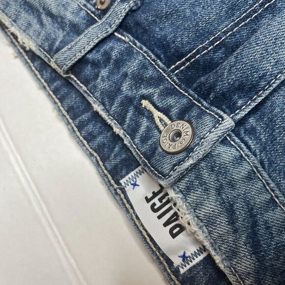 Paige Alethea Vale Denim Mini Skirt Blue Raw Hem Size 27 - Picture 13 of 14